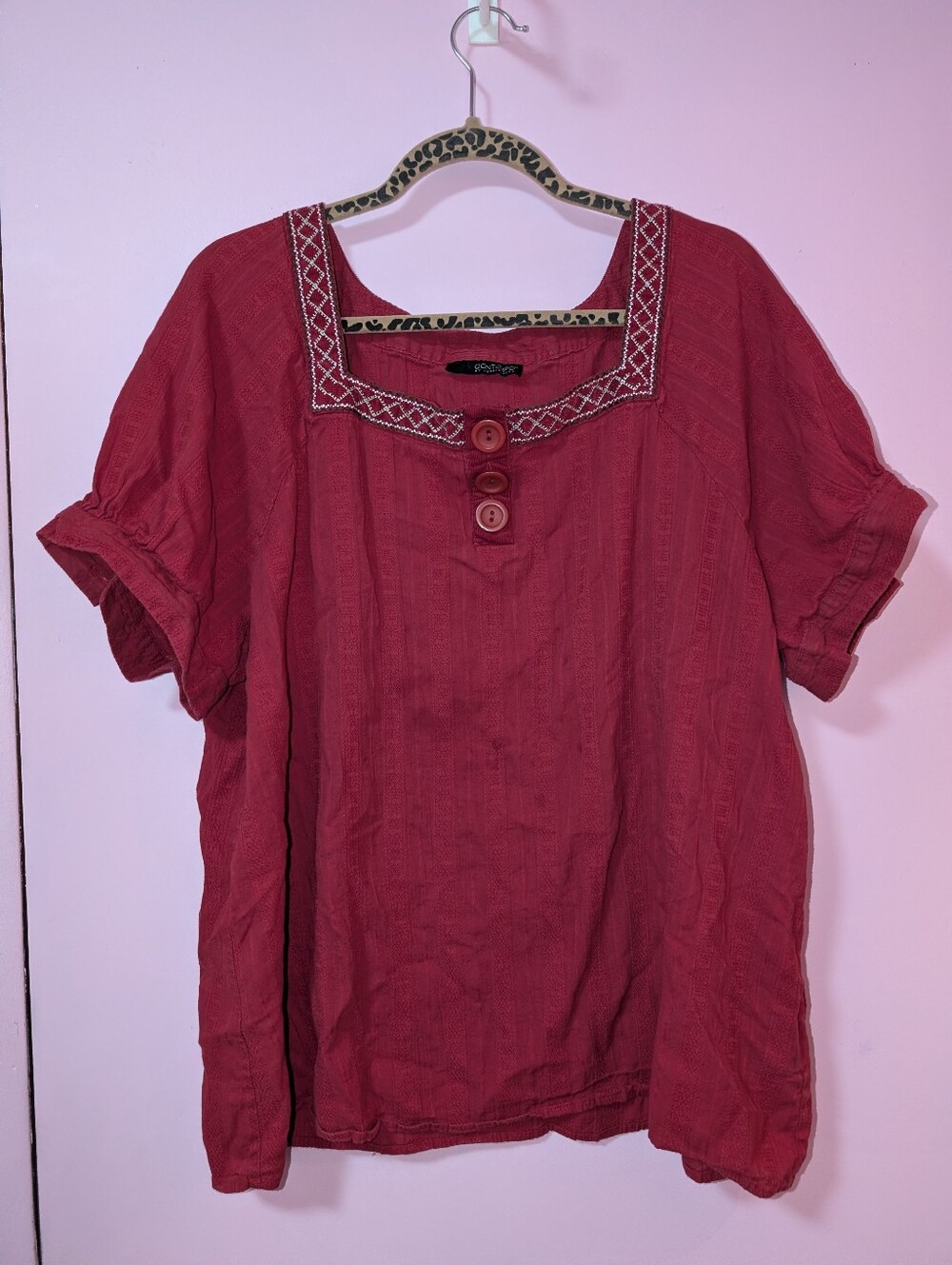 Vintage 90s Deep Red Peasant Blouse